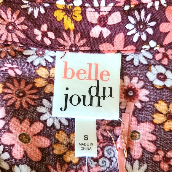 Floral, Vintage Style Button Down, Crop Top, Collar Bronze Buttons New With Tags - Picture 9 of 10